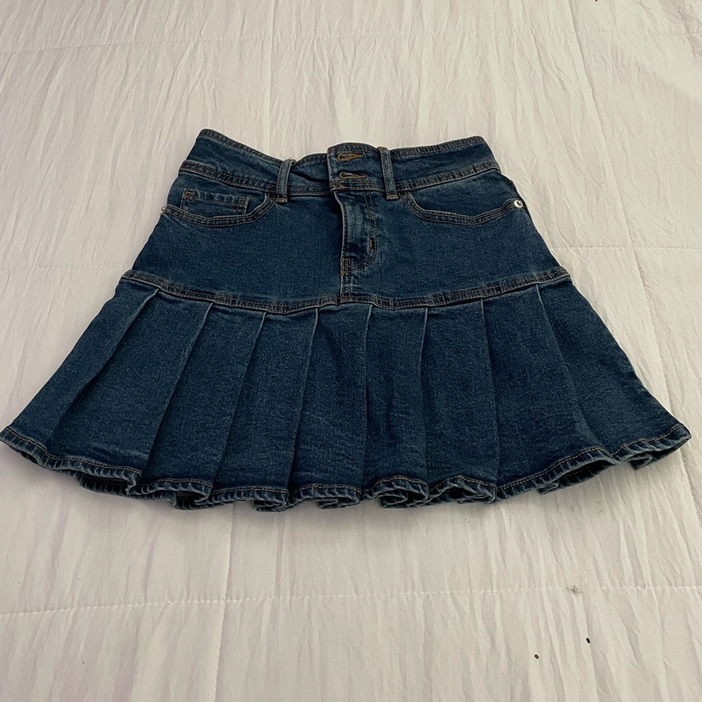 Small Denim Pleated Mini Skirt Vintage